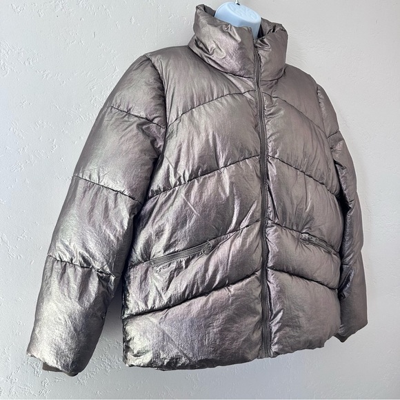 CARRE NOIR Metallic Bronze Puffer Jacket Womens Size L - Picture 5 of 10